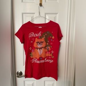 Holiday Time Red Christmas T-Shirt with Grumpy Cat Design